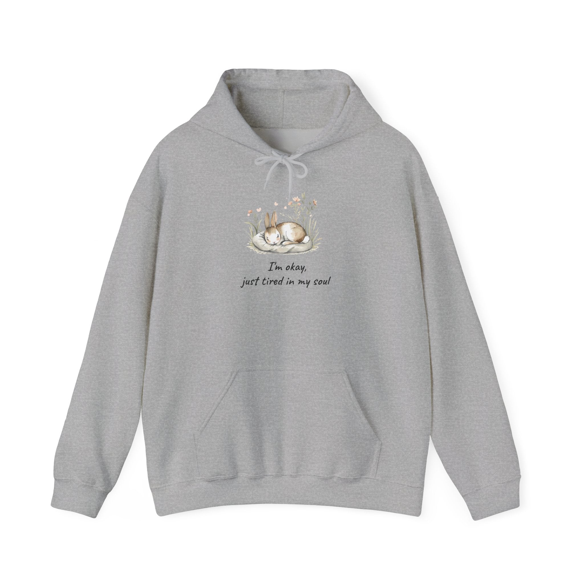 Hoodie - Cozy Sloth Illustration "I'm Okay Just Tired In My Soul"
