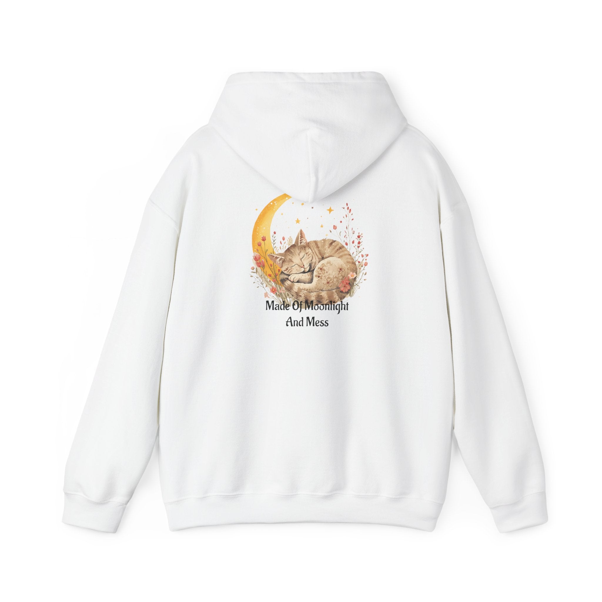 Cat & Moon Hoodie — Made of Moonlight and Mess Graphic Sweatshirt