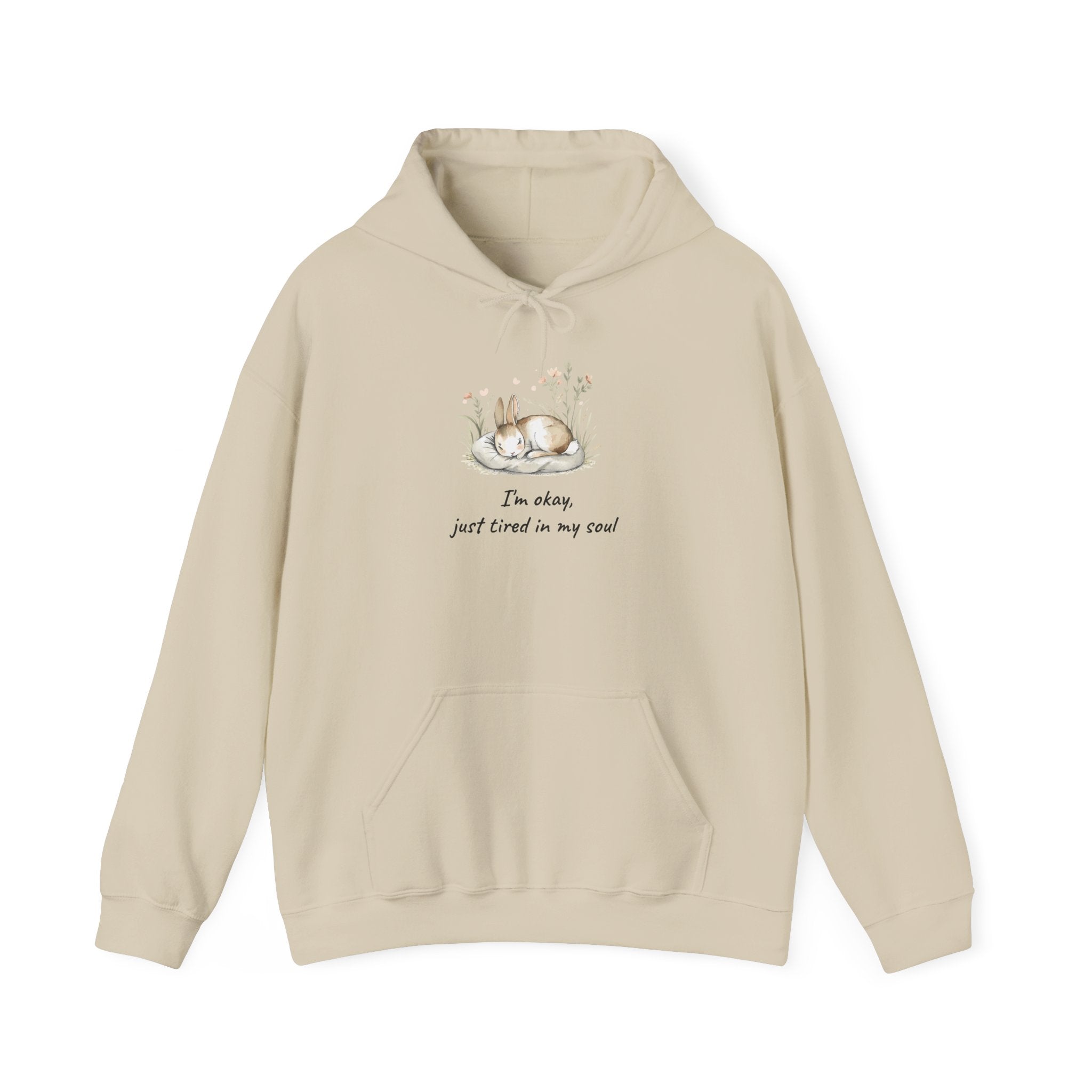 Hoodie - Cozy Sloth Illustration "I'm Okay Just Tired In My Soul"