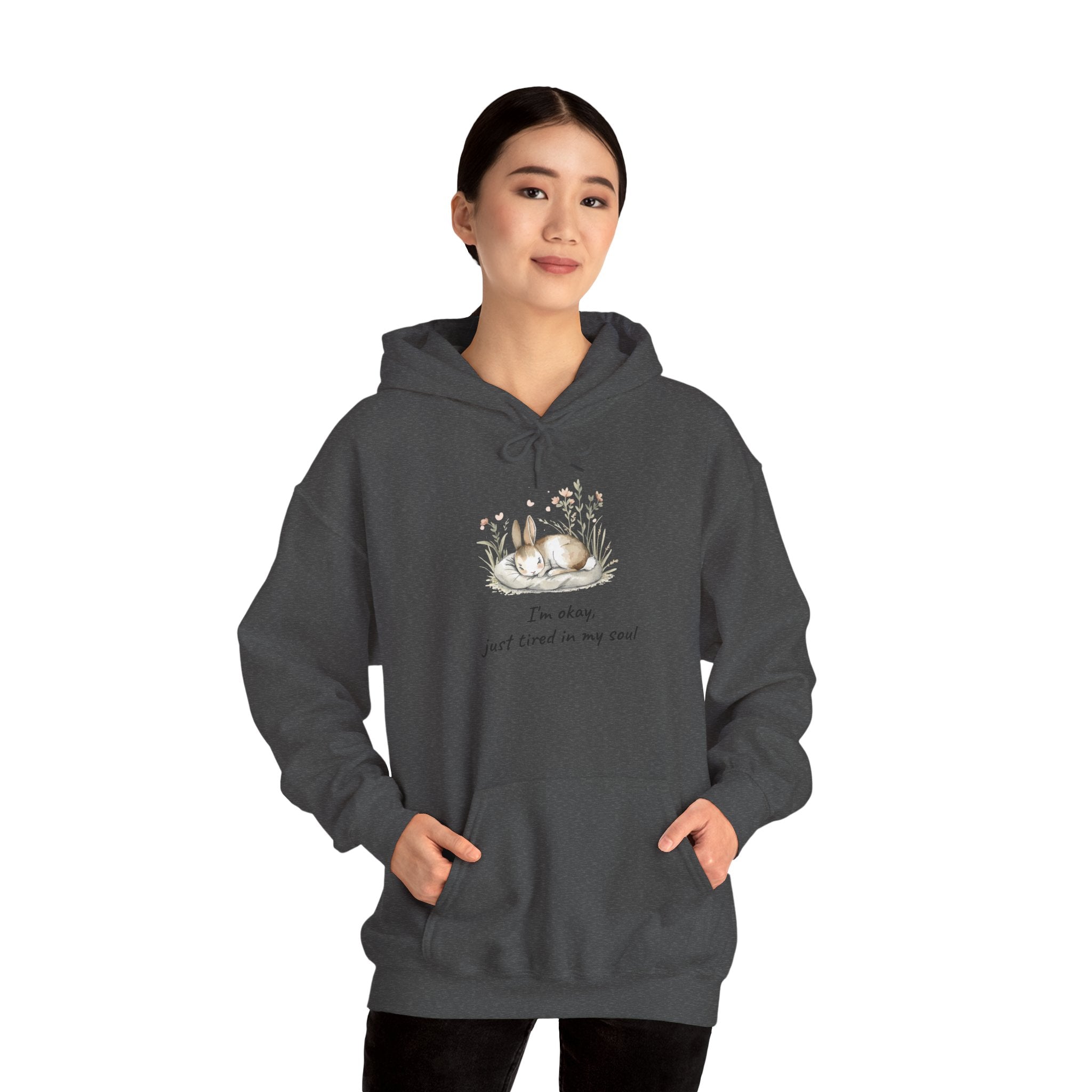 Hoodie - Cozy Sloth Illustration "I'm Okay Just Tired In My Soul"