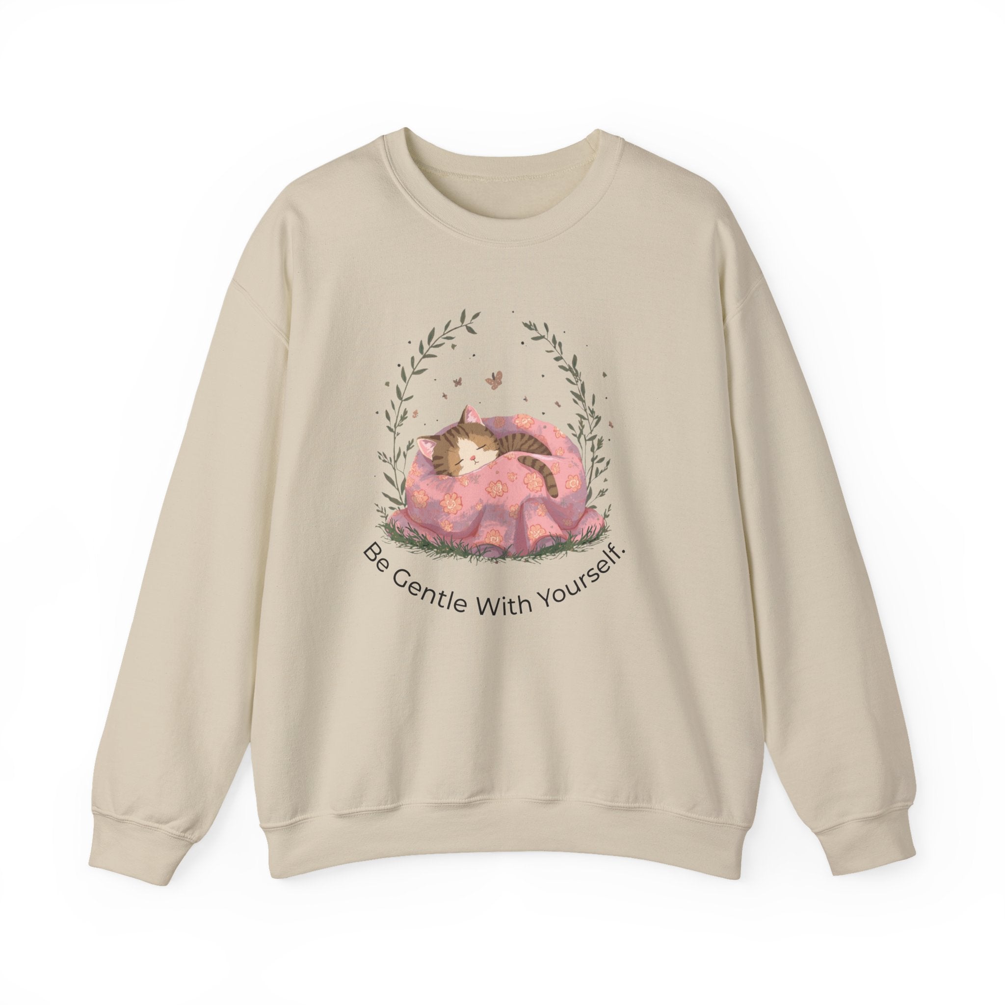Cozy Cat 'Be Gentle With Yourself' Crewneck Sweatshirt