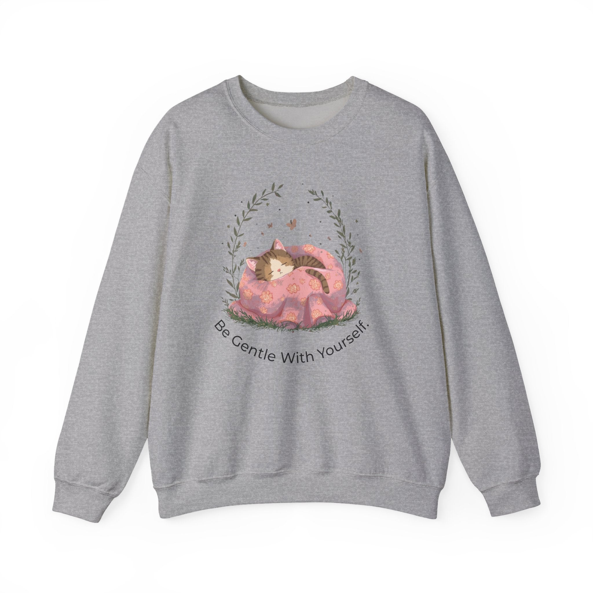 Cozy Cat 'Be Gentle With Yourself' Crewneck Sweatshirt