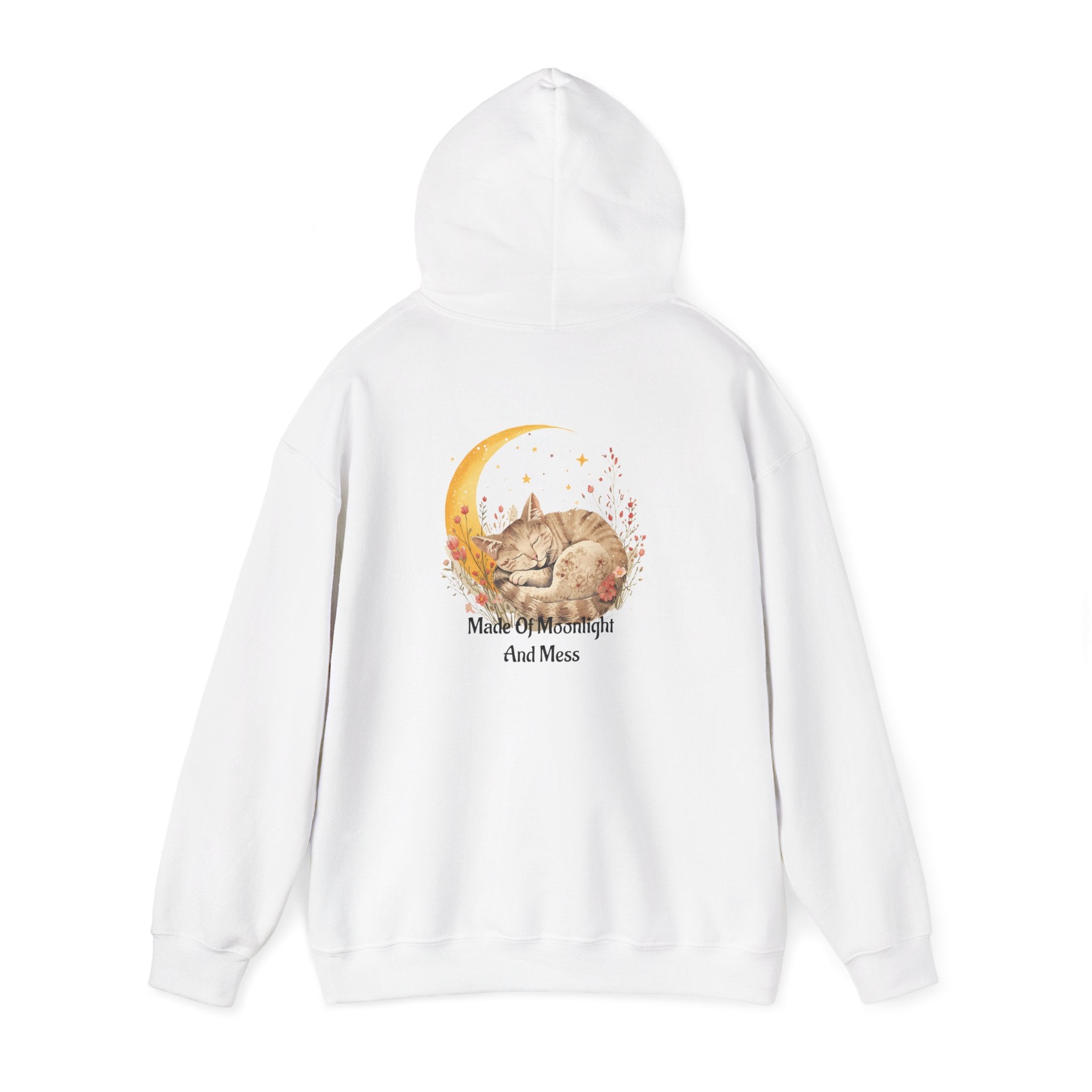 Cat & Moon Hoodie — Made of Moonlight and Mess Graphic Sweatshirt