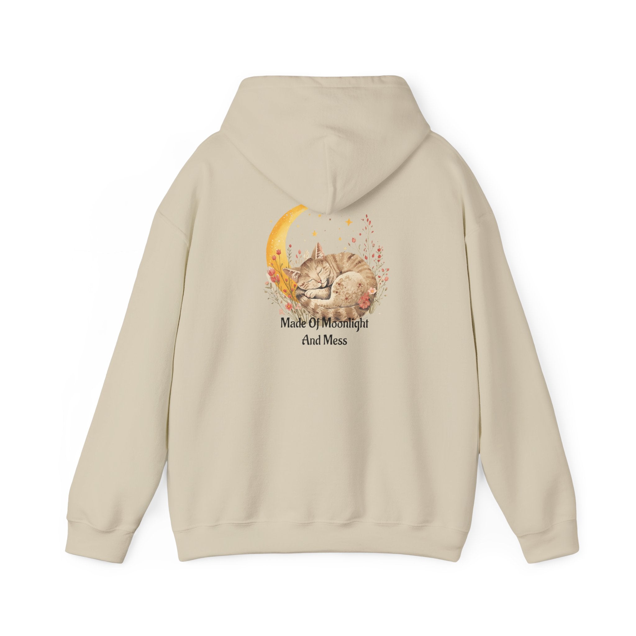 Cat & Moon Hoodie — Made of Moonlight and Mess Graphic Sweatshirt